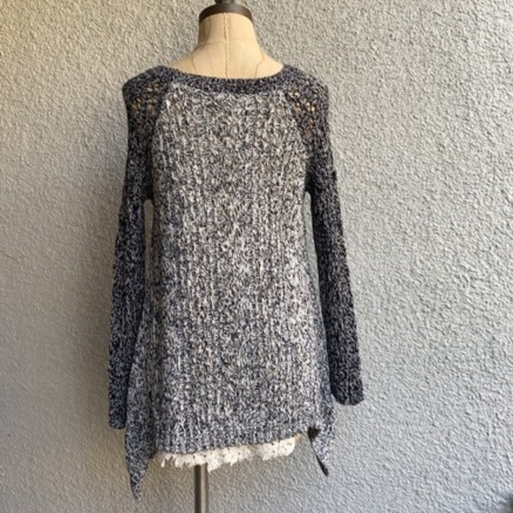ANTHROPOLOGIE DIPPED LACE KNIT SWEATER - Picture 5 of 7